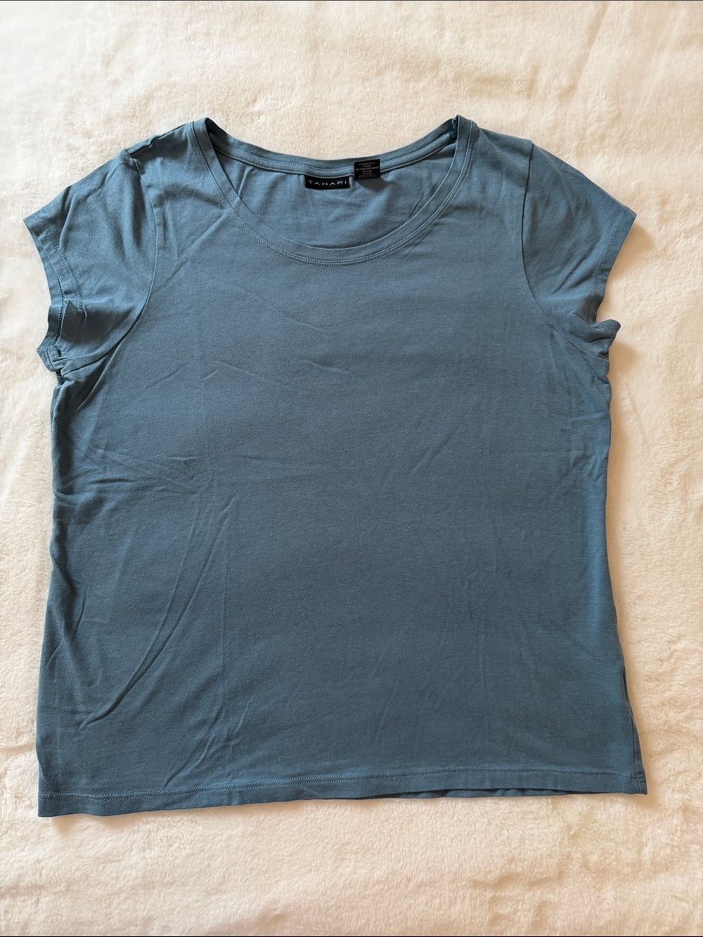 Tahari Short Sleeve Crewneck Modal Tee in Slate Blue